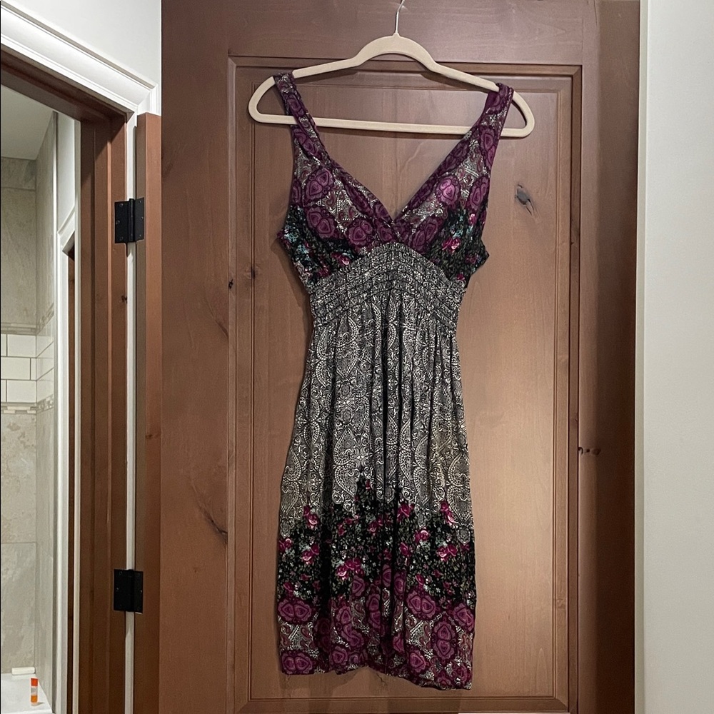 Blush Purple and Black Patterned Dress
